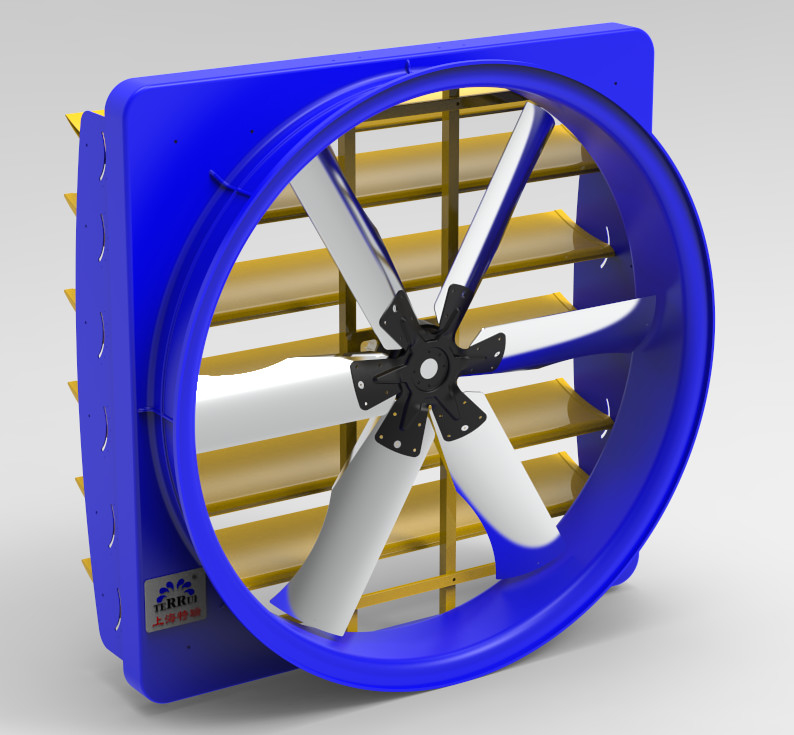 Ventilador de ventilación de ganado moderno 2 kW 6,2 m/s Velocidad del viento para enfriamiento de aves de corral