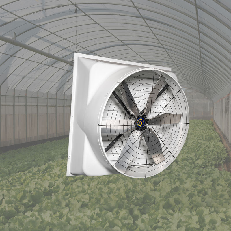 Potente ventilador de aves de corral 850w Entrada de energía velocidad del aire tornillo al marco en la pared